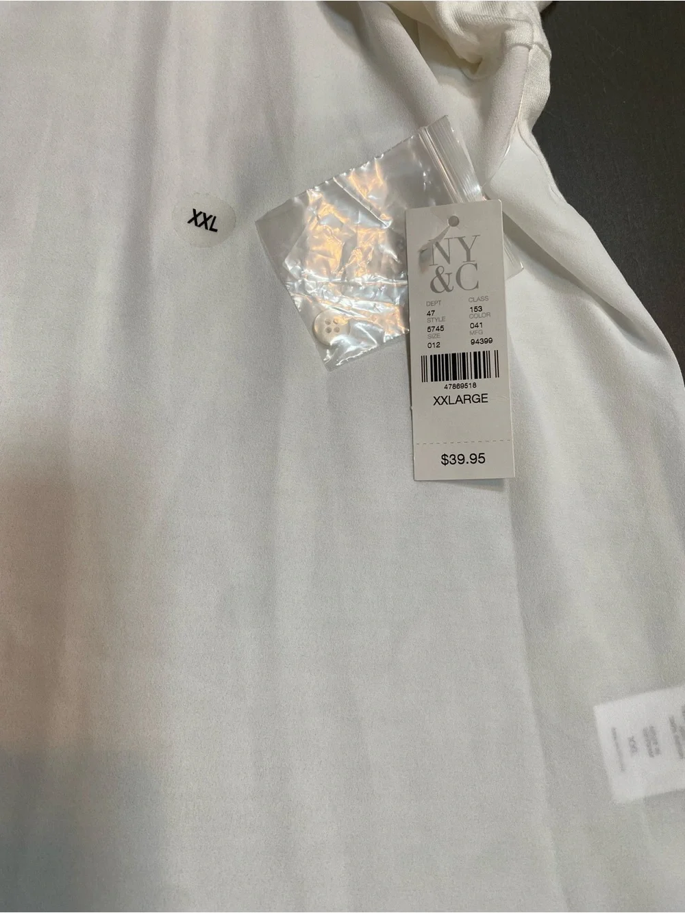 NWT Soho NY&C White V-Neck Roll-Tab Sleeve Mixed Media Blouse Top XXL